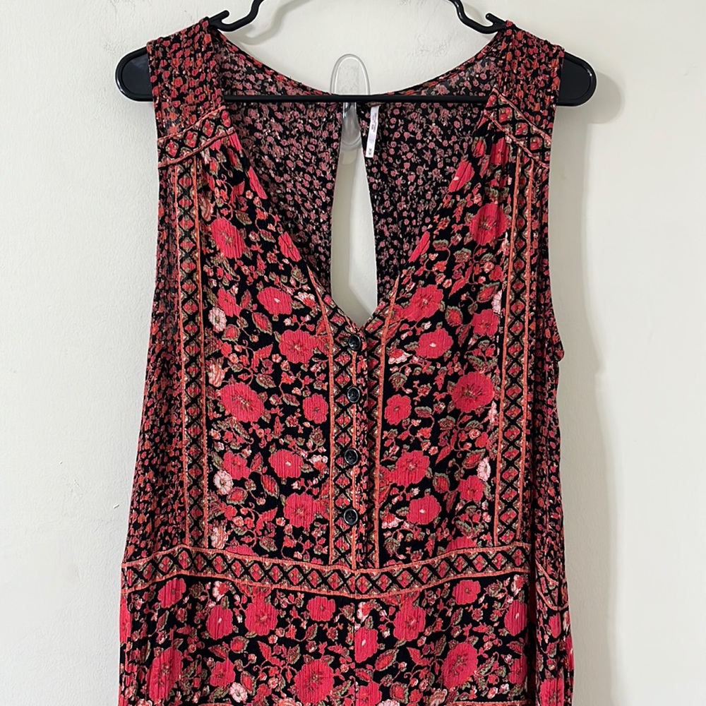 Free People Boho Floral Culotte Wide Leg Cropped Jumpsuit Size Medium - Picture 3 of 13
